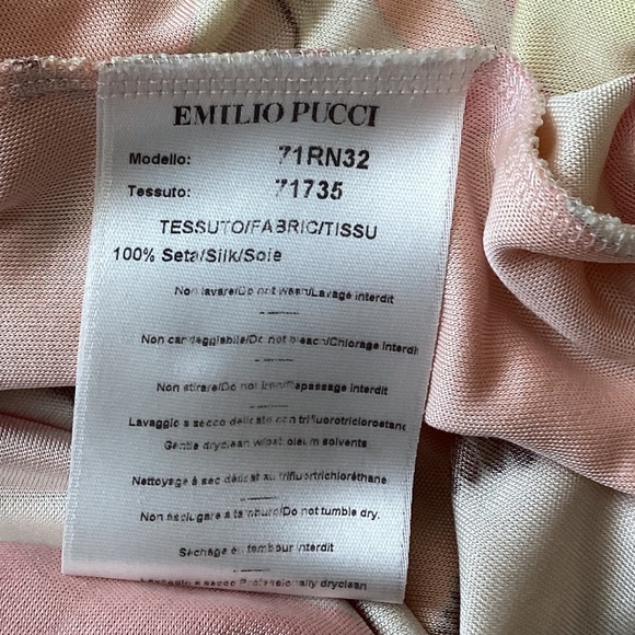 Emilio Pucci Firenze 100% silk jersey tunic top cap sleeves yellow pink abstract - Picture 6 of 11